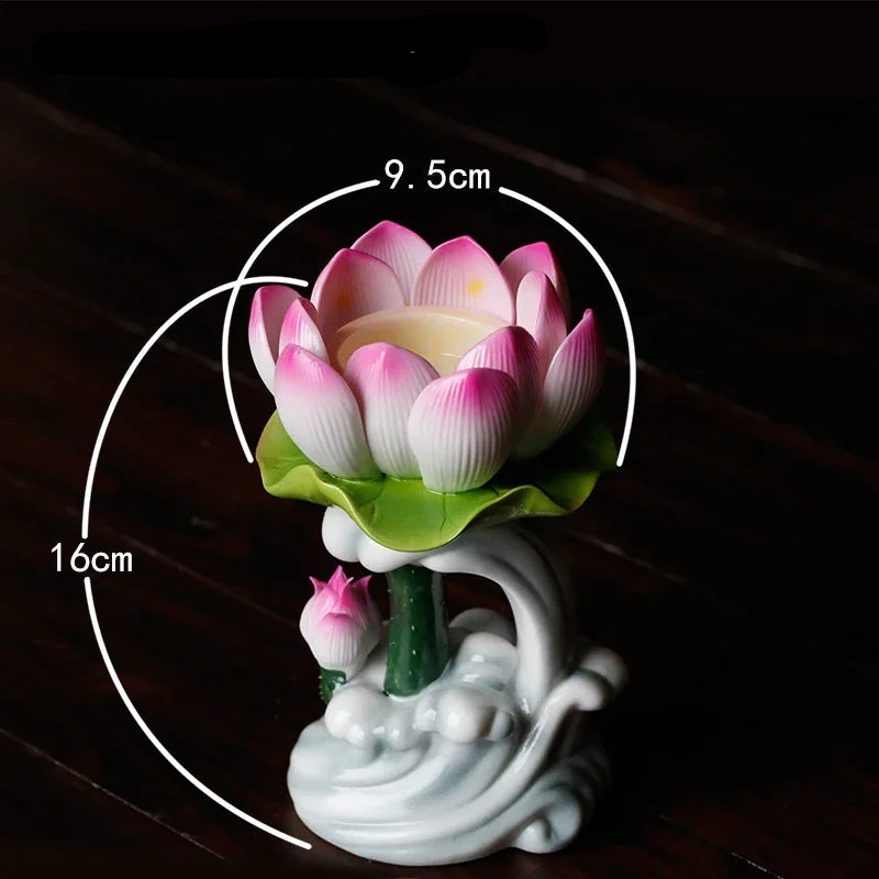 Ceramic lotus candlestick

Buddha Hall decoration

Lotus flower candle holder

Zen office decor

Ceramic meditation accessories

Spiritual home ornaments

Traditional Buddhist tools