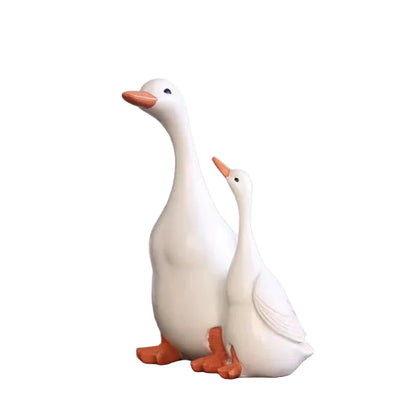 "Together" white goose pair sculpture, XL, handcrafted resin home décor figurine, CL House
