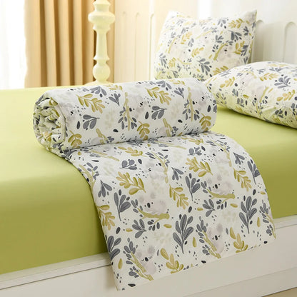  Willow Garden ice silk cooling summer quilt rolled and displayed with matching pillowcase on a