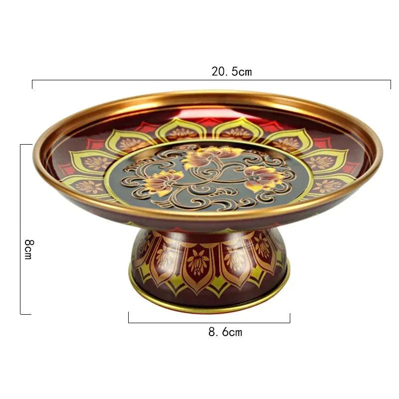 45935949152491 zinc alloy plate

tribute plate

metal plate

high foot plate

creative tray

chinese fruit dish

celestial offering

buddha hall accessories