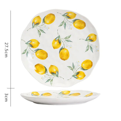 Lemon relief ceramic plates

Textured dinnerware set 

Citrus fruit soup plates

Mediterranean style crockery

3D embossed ceramic bowls

Creative fruit pattern plates

Luxury household dining sets

Zesty kitchen decor

Artisanal ceramic tableware