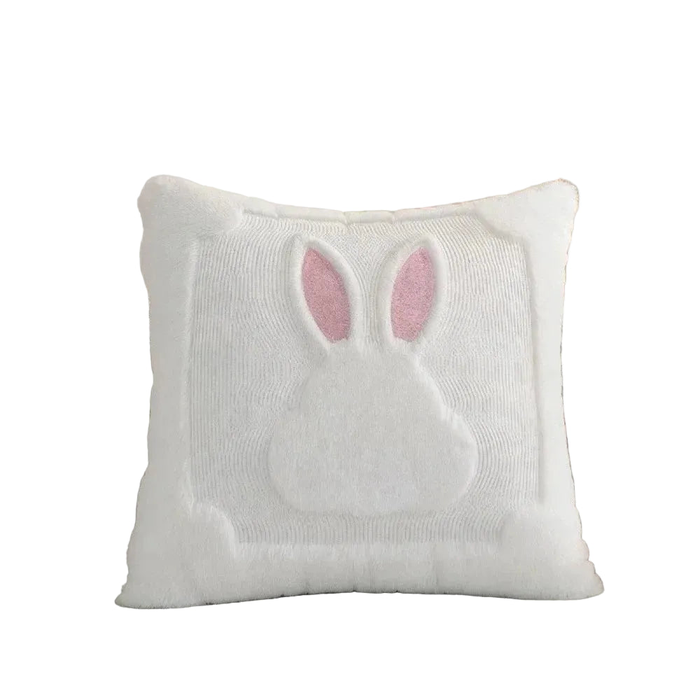 "Bunny Bloom" Soft Cartoon Pillow Cover