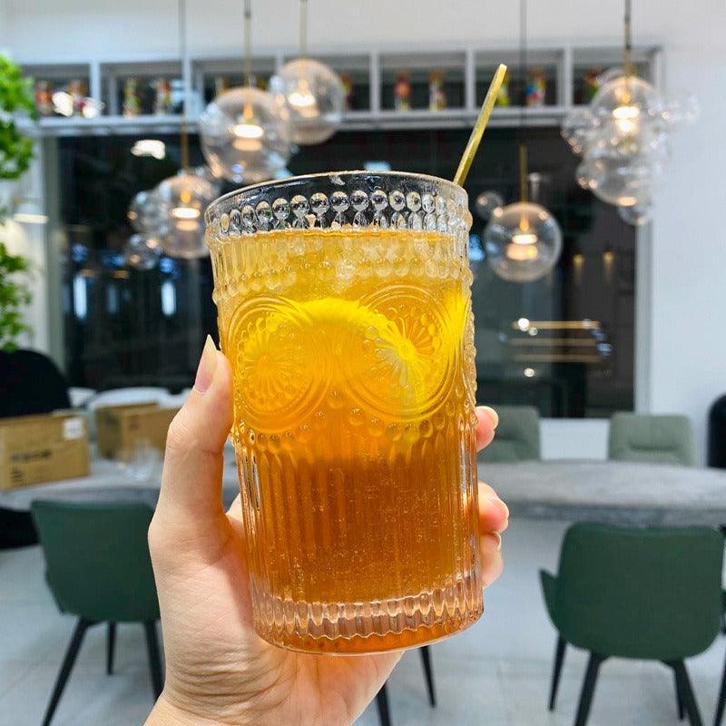 Glass Cups Cold Drink Cups Iced Coffee Iced Tea Cocktails Stylish Durable High-Quality