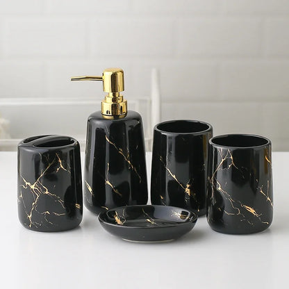 Marble porcelain bathroom set

Luxury bathroom accessories 

Ceramic soap dispenser set

Marble toothbrush holder

Vanity tray bathroom organiser

Porcelain toiletries suite

Modern bathroom decor

Marble effect bathroom kit

