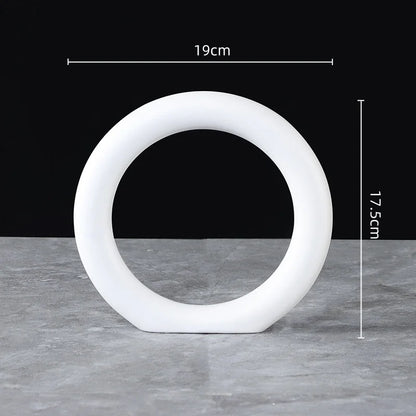 "Void Circle" Matte Ring Sculpture — Chalk Small 19 × 17.5cm, white ceramic ring sculpture, zen home decor accent