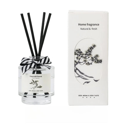 "Between Flowers" Reed Diffuser – Emerald Forest, glass bottle with black reeds | CL House