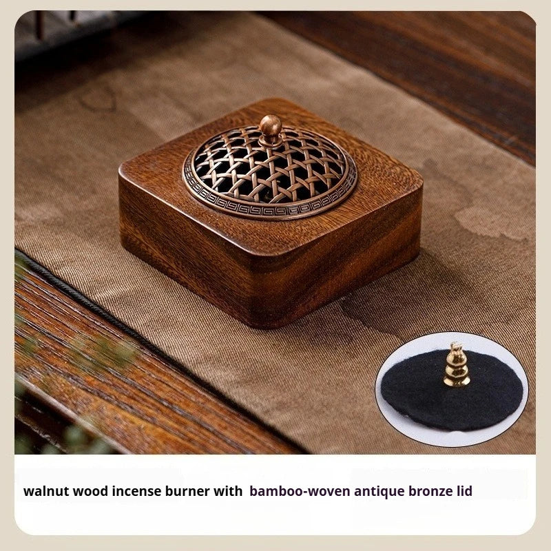 "Dragon & Phoenix" walnut wood coil incense burner — CL House Candles & Fragrance