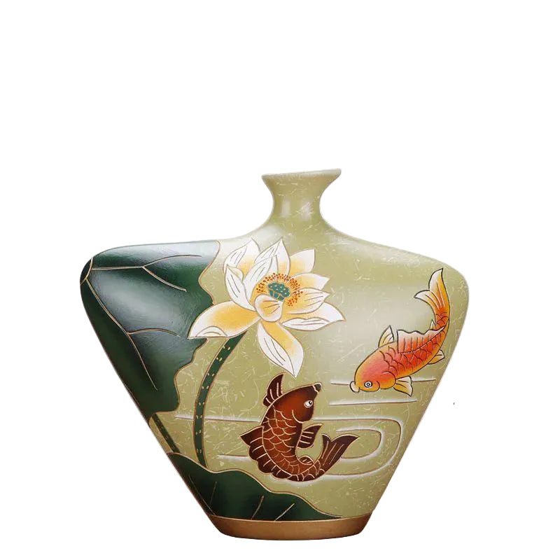 "Heritage" Yunnan ethnic ceramic vase, style 3, handcrafted folk art ornament, CL House