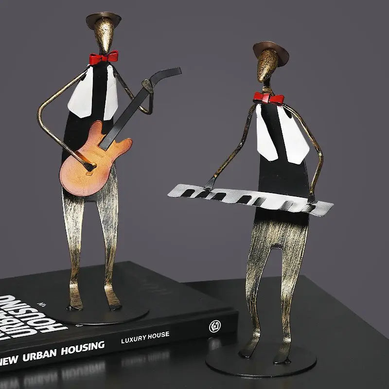 clHouse & Home
Wrought iron musician statues

Handcrafted metal figurines 

Jazz band home decor

Industrial music sculptures

Gift for music lovers

Bar and club table ornaments

Minimalist iron handicrafts

Office desk art figurines

Musical instrument statues
