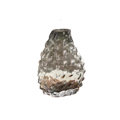 Glacier Peak textured glass vase in Smoke Grey, 22.5cm, white background
