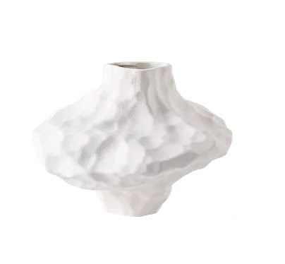  Cloud Form organic ceramic vase in White matte finish, full silhouette, white background