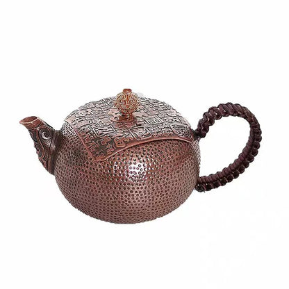 "Copper Ritual" pure copper teapot, front view — vintage Kung Fu style — CL House