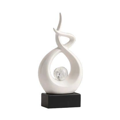 " Ember" abstract ceramic sculpture, Ember compact spiral form with wood base, CL House