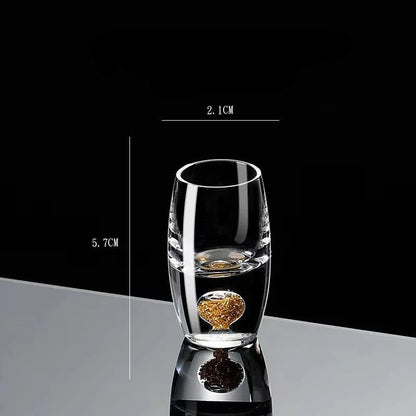 "Gold Sculpture" crystal shot glass in Waist variant on white background — CL House Drinkware collection
