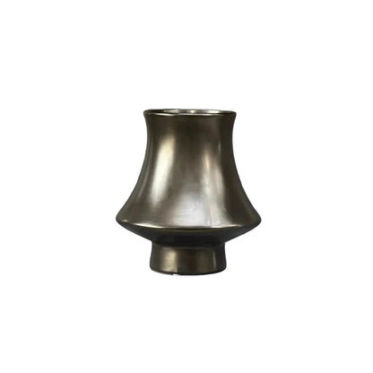  Bell Tower metallic ceramic vase in Gunmetal finish, Large size 11×21cm, white background