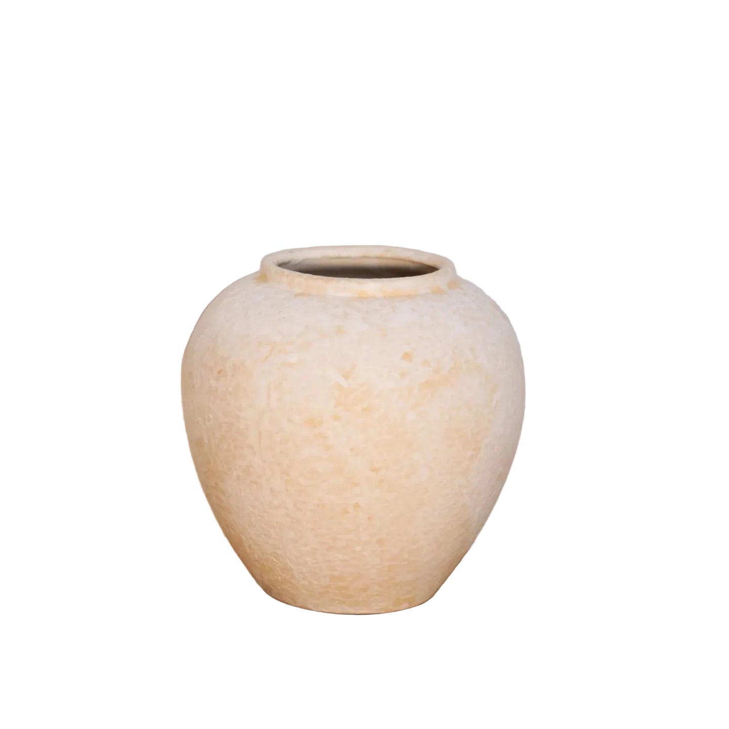  Round Earth ceramic pot vase in Stone Matte finish, 15×15cm, on white background