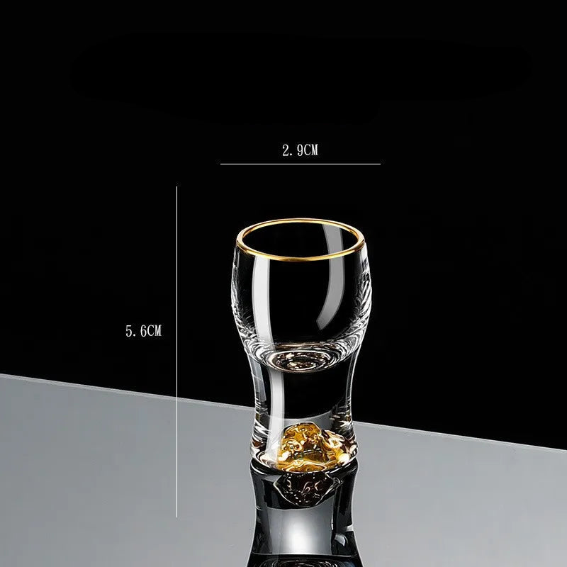  "Gold Sculpture" crystal shot glass in Fortune variant on white background — CL House Drinkware collection