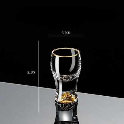  "Gold Sculpture" crystal shot glass in Fortune variant on white background — CL House Drinkware collection