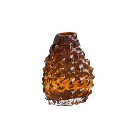  Glacier Peak textured glass vase in Amber Brown, 22.5cm, white background