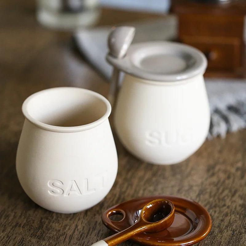 vintage charm

ceramic spice jar

spice container

sugar jar

salt shaker

vintage jar

sealed jar

moisture-proof jar

food storage

spoon set