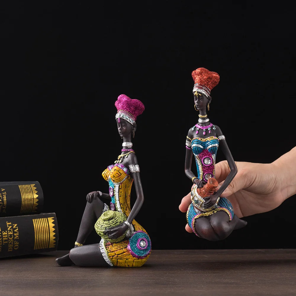 Abstract African sculpture

Black woman figurine

RAKKS home decor

Resin ethnic art

Modern wine cabinet ornament

African heritage statue

Contemporary shelf decor

Cultural home accessories

Boutique cafe decoration