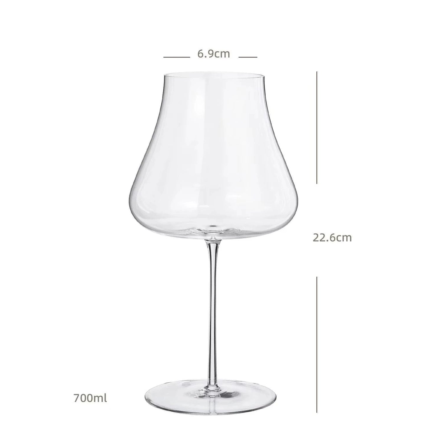 "Sommelier" wide bowl crystal wine glass, front view on white background — 6.9 × 22.6cm — CL House Drinkware collection