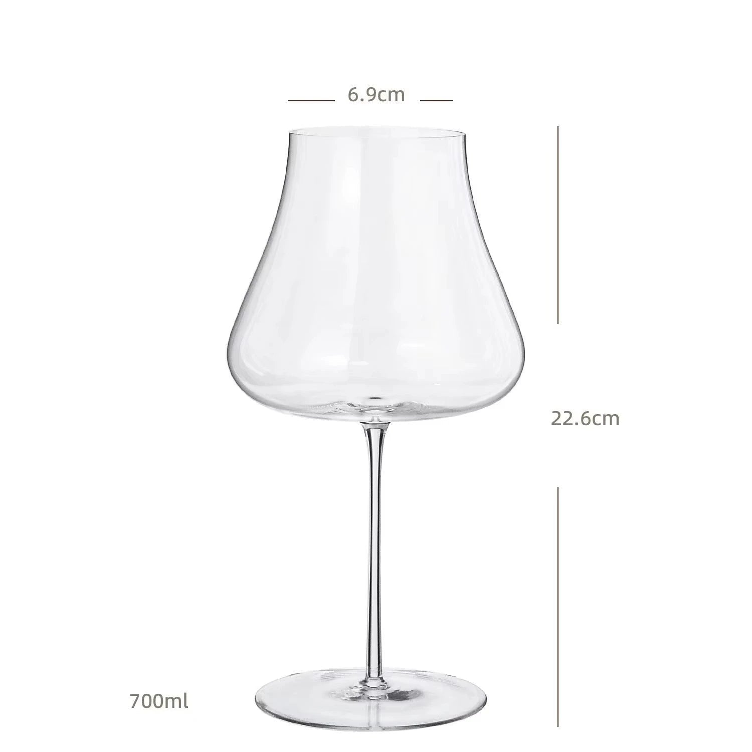 "Sommelier" wide bowl crystal wine glass, front view on white background — 6.9 × 22.6cm — CL House Drinkware collection
