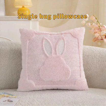 "Bunny Bloom" Soft Cartoon Pillow Cover