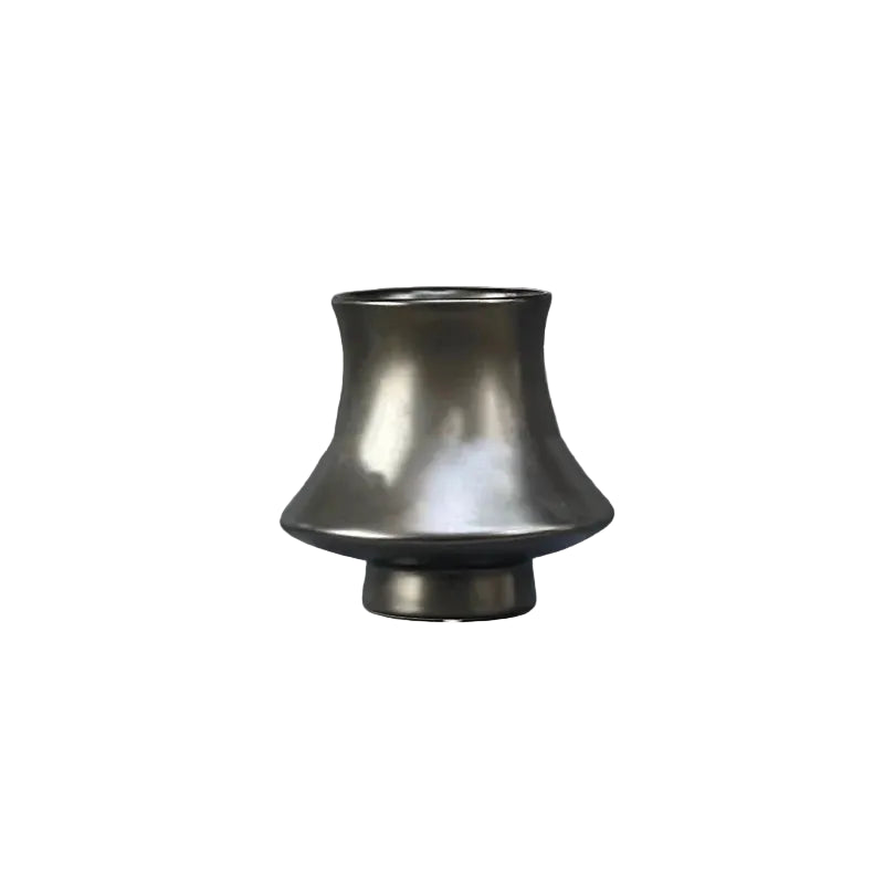 Bell Tower metallic ceramic vase in Gunmetal finish, Small size 10×17cm, white background