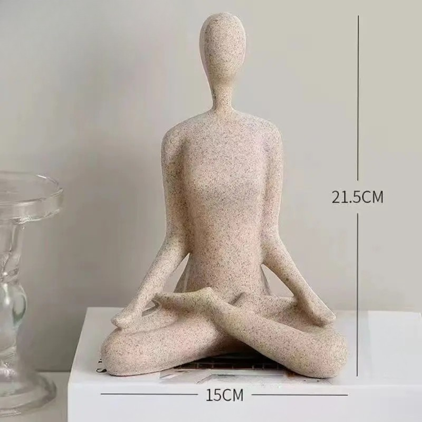 "Sand Form" Yoga Meditation Sculpture — Large, Coiled Pose, sandstone resin finish
