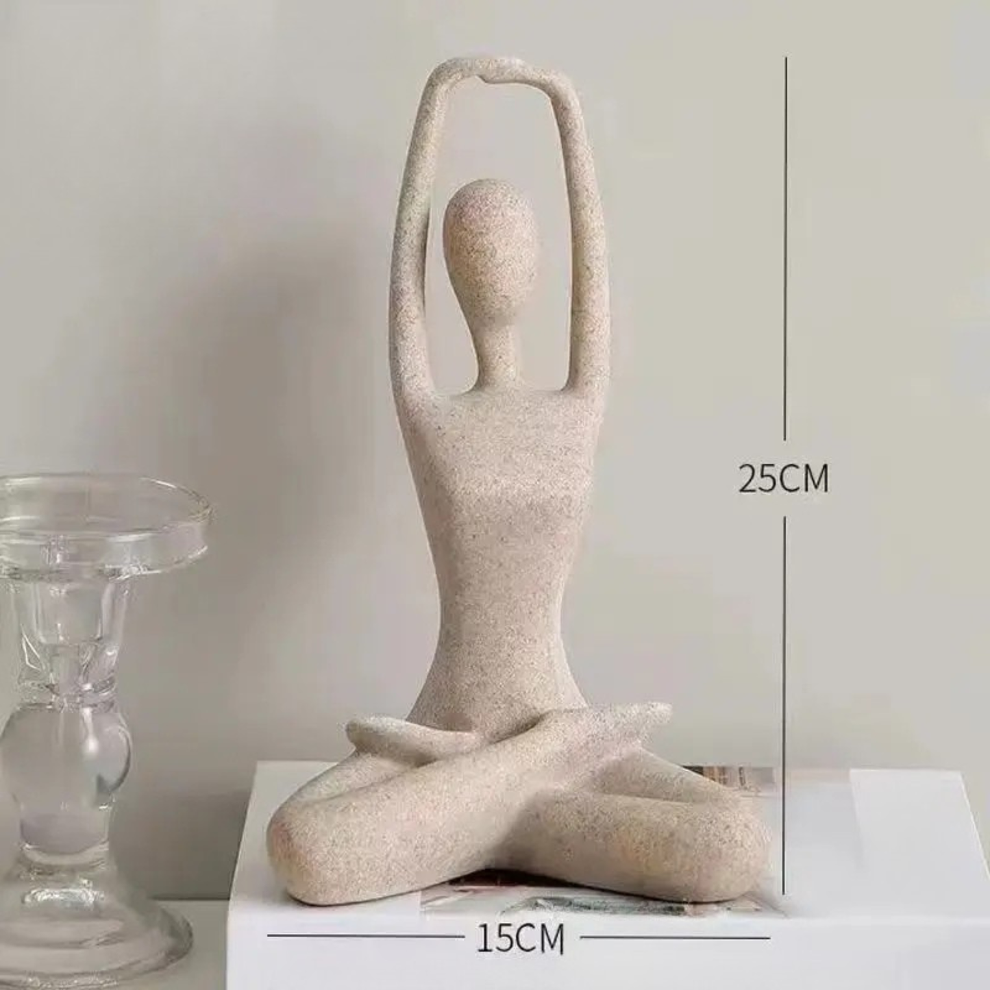 "Sand Form" Yoga Meditation Sculpture — Large, Coiled Pose, sandstone resin finish