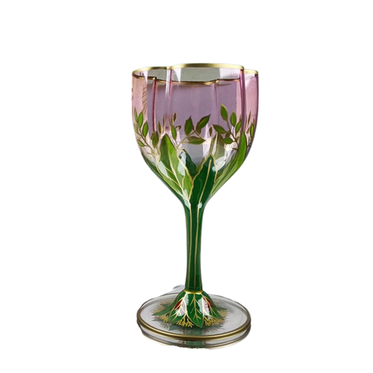 "Botanical Garden" hand-painted crystal champagne flute with delicate floral motif — CL House Drinkware collection