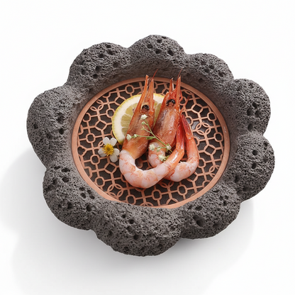 "Magma Noir" Volcanic Stone Art Plate