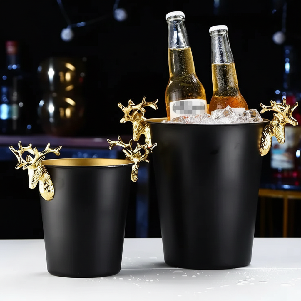 "Midnight Gala" Luxury Stainless Steel Ice Bucket